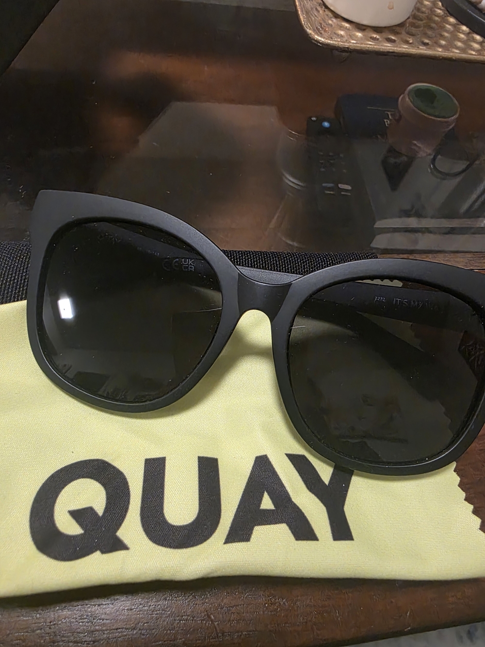 Quay Black Oversized Cat Eye Sunglasses